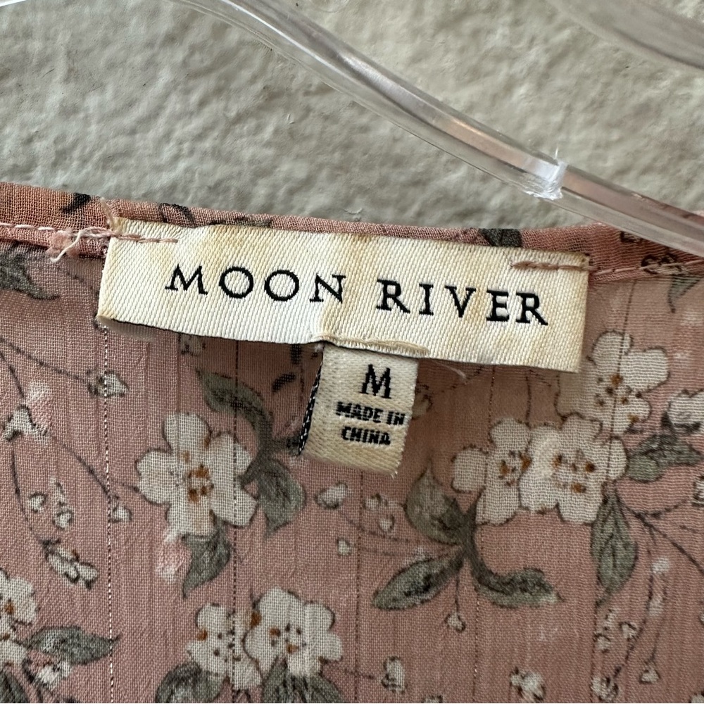 Moon River pink dainty floral long sleeve mini dress women’s M - Picture 6 of 6